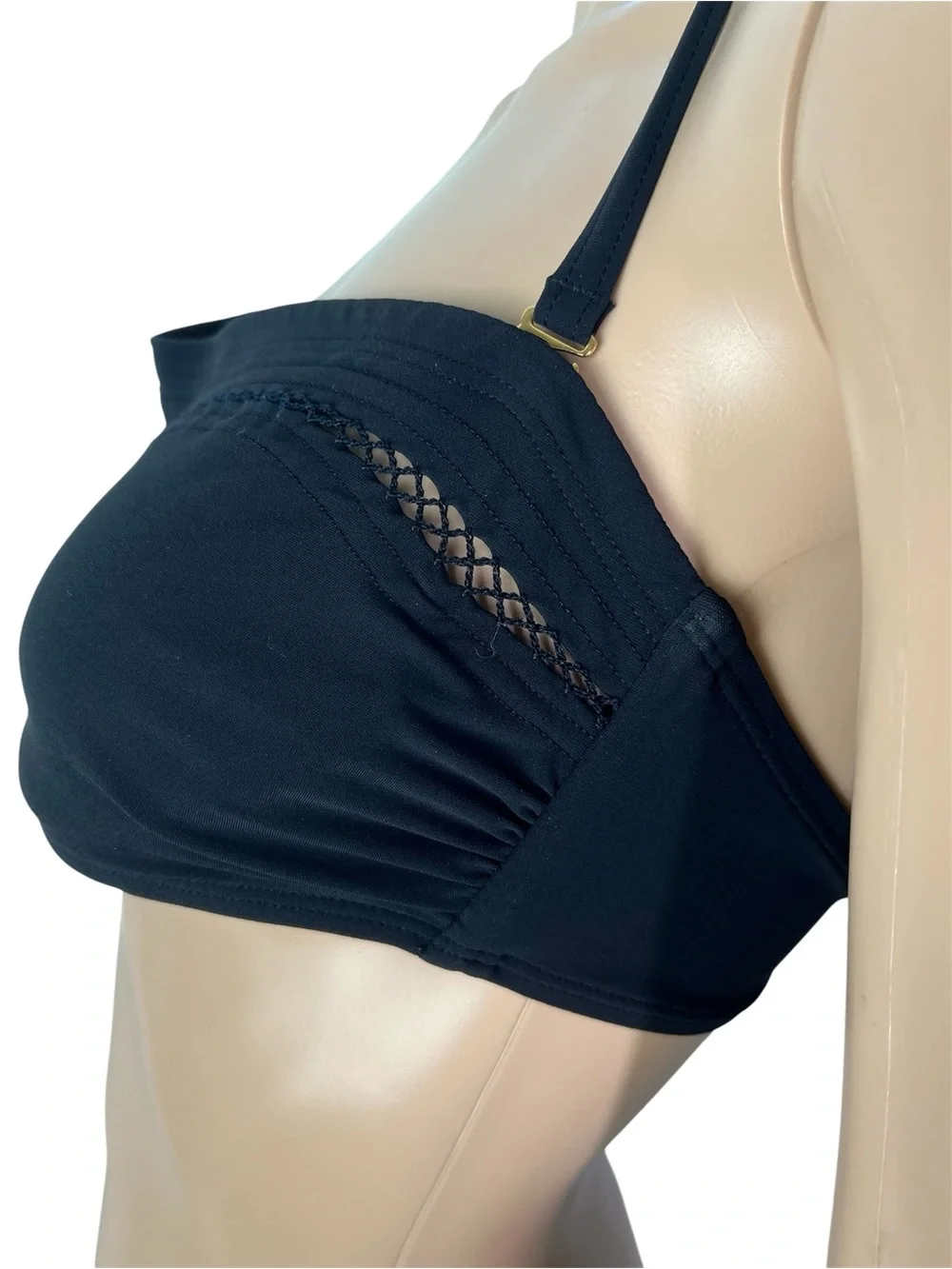 Tory Burch Black Lattice Underwire Bandeau Top and Lattice Bottom Matching Set